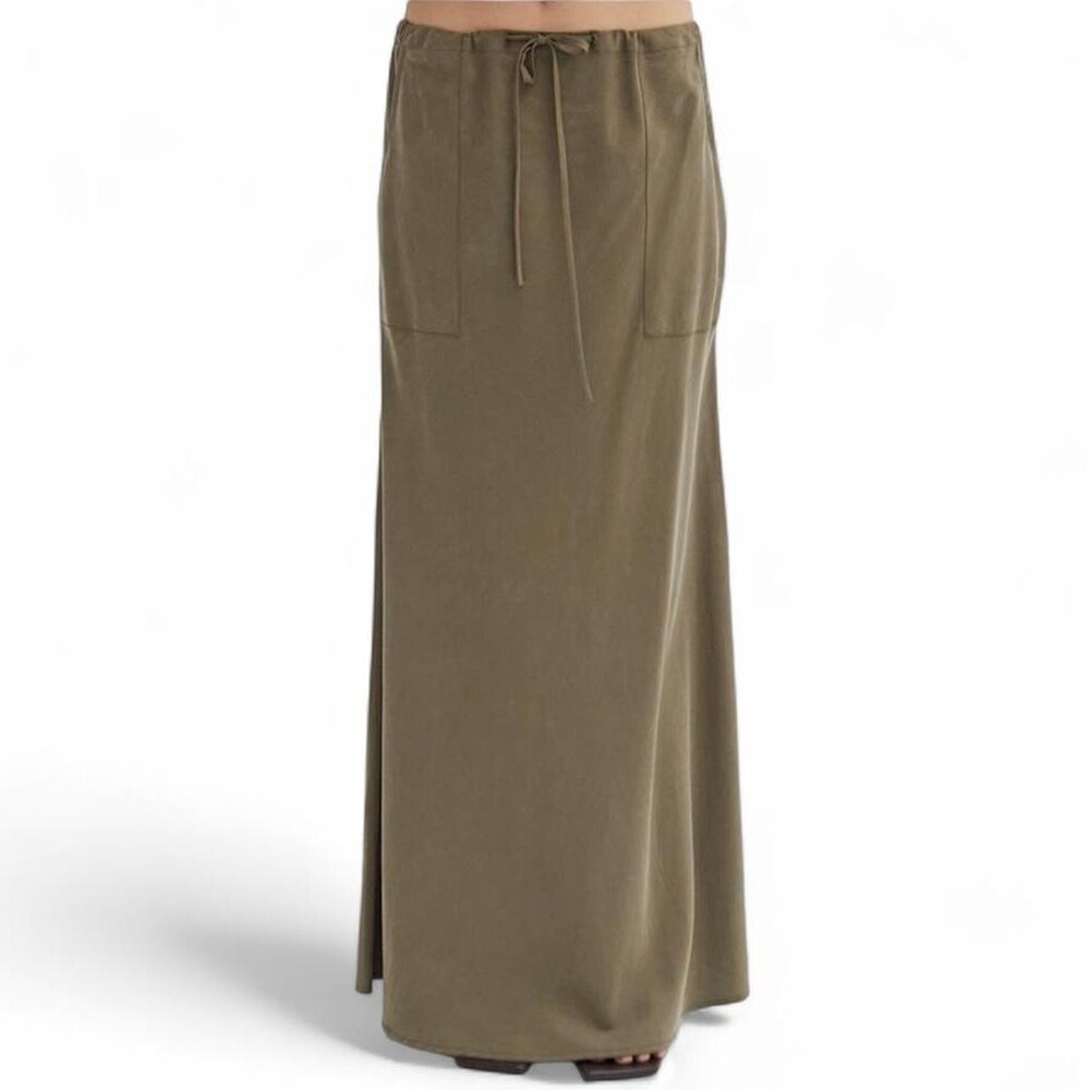 Vintage Casual Corner Olive Green 100% Silk Skirt